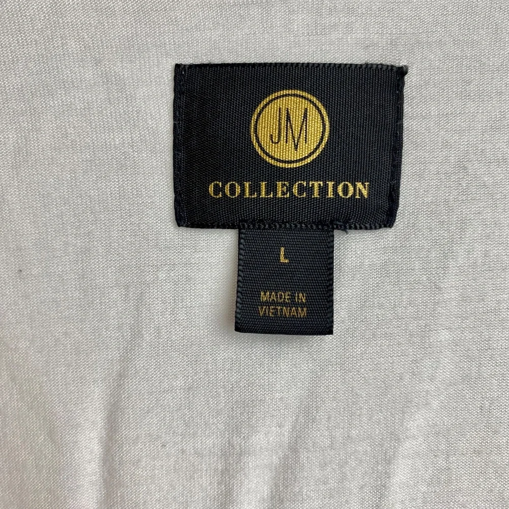 JM Collection Womenʻs White Embellished V-Neckline Flowy Poncho Top Large